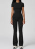 Sports Wear with Short Sleeve T-Shirt and Flared Leg Pants