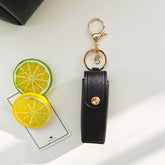 PU Leather Lipstick Holder Keychain with Clip