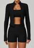 3 Pieces Ribbed Activewear Set with Bra, Jacket and Short