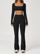 Sport Set with Square Neck Crop Top and Flared Pant