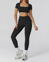 Athletic Wear with Short Sleeve Crop Top and Legging