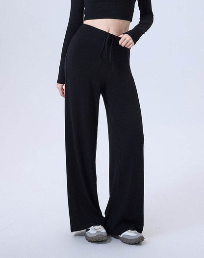 High Waist Wide Leg Pants Lounge Sweatpants with Drawstring