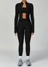 3 Pieces Ribbed Activewear Set with Bra, Jacket and Legging