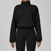 Half Zip Long Sleeve Crop Top Sports Sweatshirt