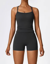 Athletic Wear with Criss Cross Back Tank Top and Short