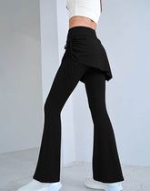 Fake Two Pieces Legging with Skirt Yoga Flared Pants