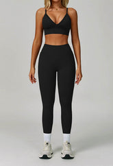 Activewear Set with V Neck Sports Bra and Legging