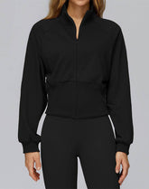 Zip Up Casual Jacket Workout Long Sleeve Crop Tops