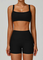 Ribbed Activewear Set with Sports Bra and Short