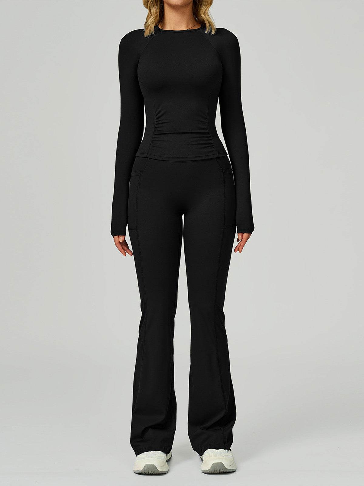 Sport Set with Long Sleeve Crew Neck T-Shirt and Flared Pant