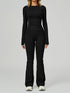 Sport Set with Long Sleeve Crew Neck T-Shirt and Flared Pant
