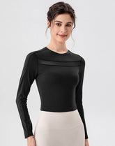 Mesh Splicing Workout Tops Long Sleeve Athletic T-Shirts