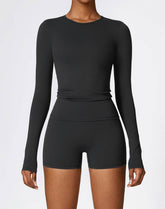 Athletic Wear with Long Sleeve Slim Fit T-Shirt and Short