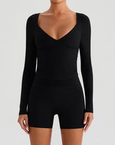 Long Sleeve Slim Fit Tops Fall T-Shirt with Thumb Holes