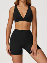 Activewear Set with Deep V-Neck Sports Bra and Short