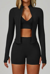 3 Pieces Activewear Set with Bra, Jacket and Short