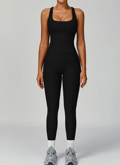Ribbed Activewear Set with Sports Tank Top and Legging