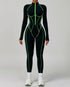 Three Dimensional Line Sports Backless Long Sleeve Jumpsuit