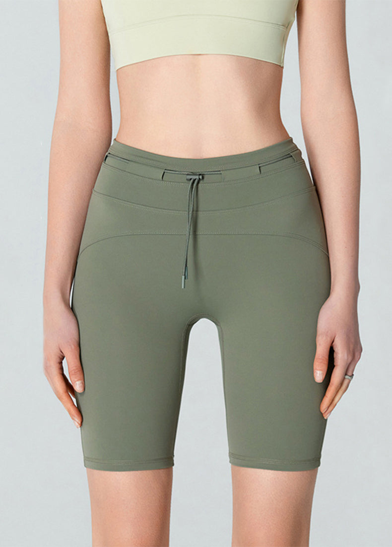 High Waisted Tummy Control Biker Shorts with Adjustable Waist