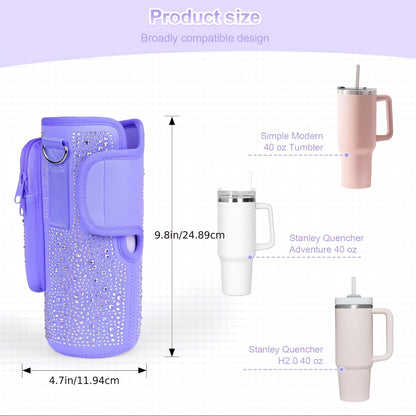 Adjustable Neoprene Water Bottle Sleeve with Phone Pocket