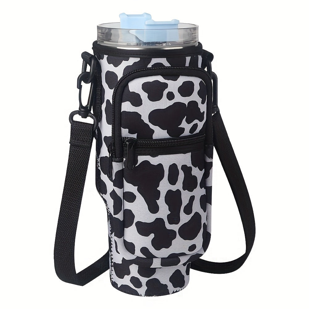 Water Bottle Holder with Adjustable Strap and Pocket for 40oz Bottles