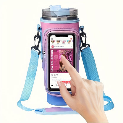 Touchscreen Insulated Cup Cover with Adjustable Strap