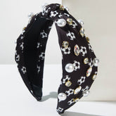 Sports Style Ball Twisted Headbands With Studded Beads and Diamonds