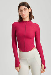 Full Zip-up Yoga Jacket with Thumb Holes