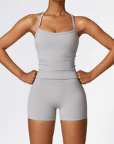 Athletic Wear with Criss Cross Back Tank Top and Short