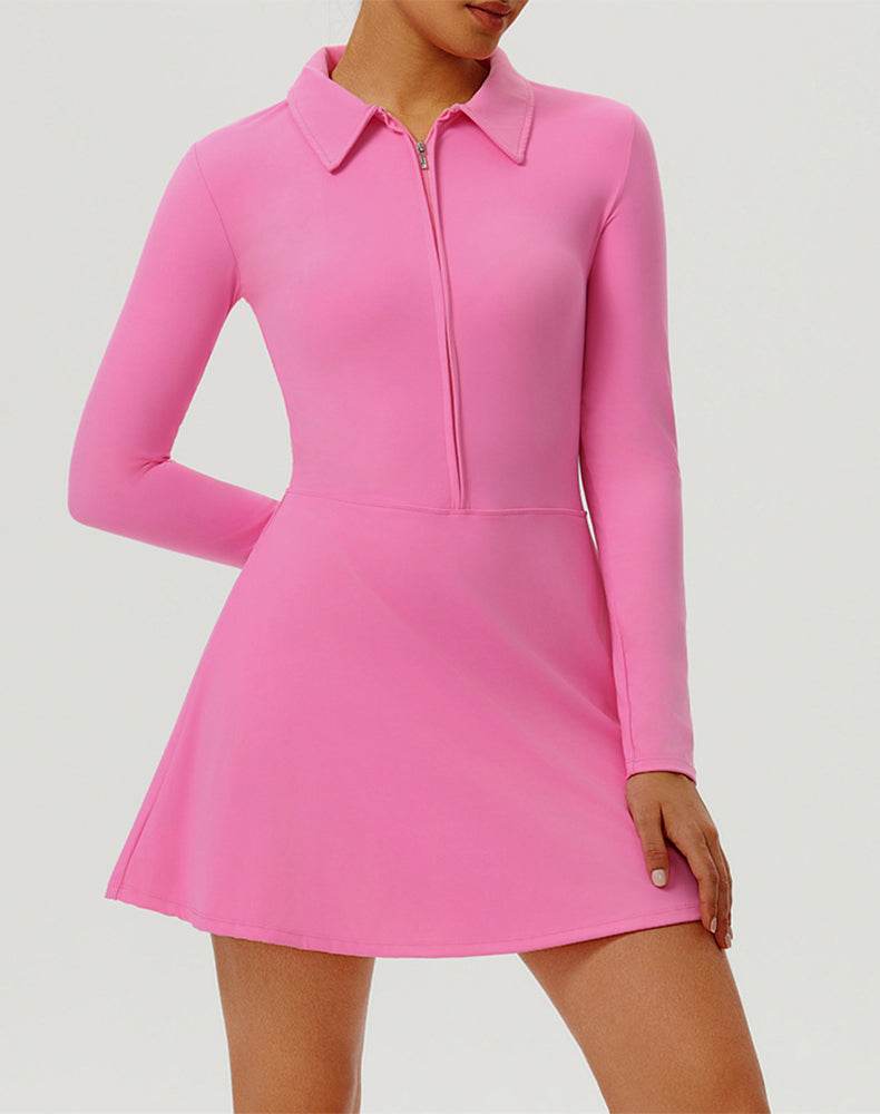 long sleeve zip front dress Polo Collar Tennis with Built in Short Black / L Colour_Metallic Who Needs A Fairy and recycled cotton with Color:Large Checks