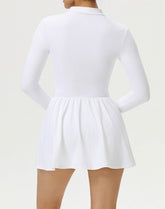 Long Sleeve Zipper Tennis Dress with Built-in Short
