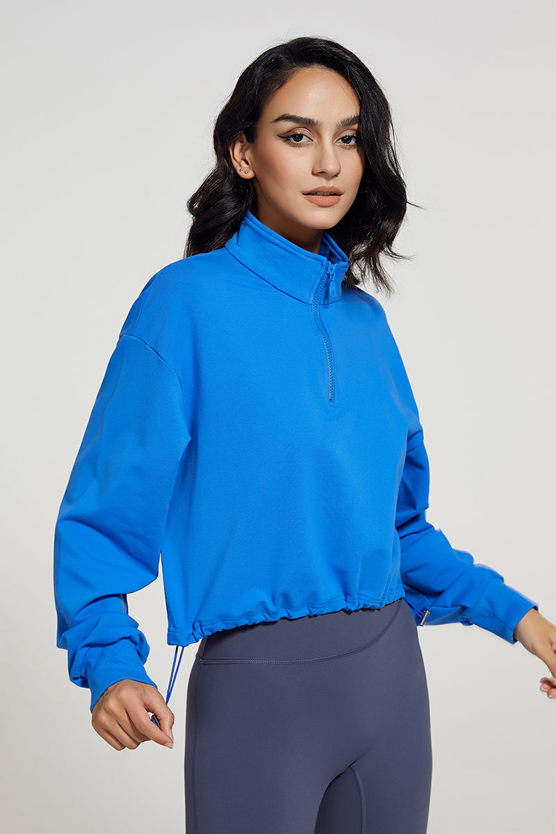 Half-Zip Stand-Up Collar Sweatshirt for Stylish Comfort &amp; Versatility