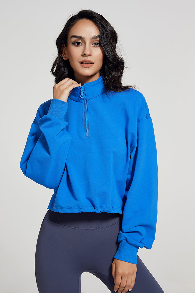 Half-Zip Stand-Up Collar Sweatshirt for Stylish Comfort &amp; Versatility