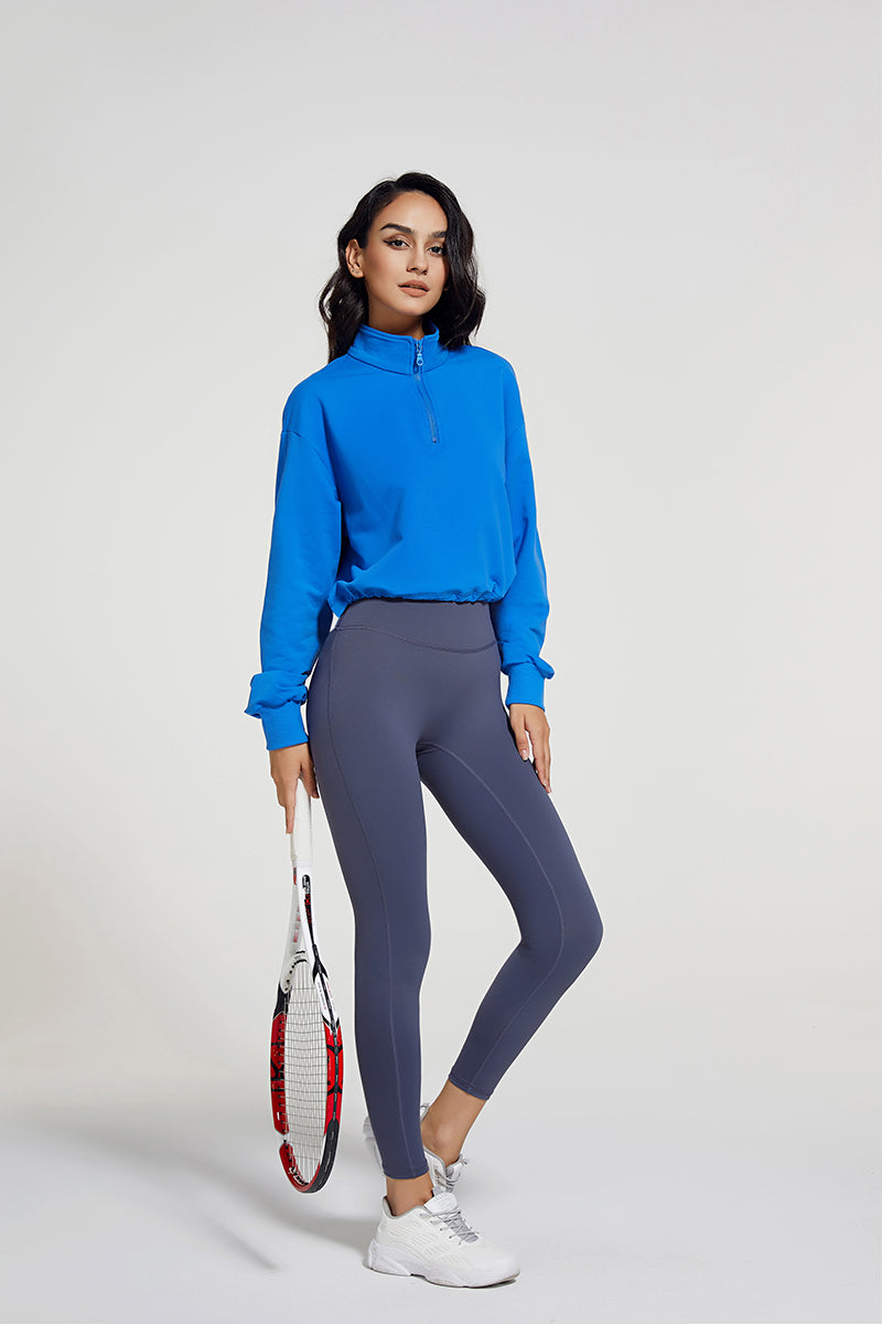 Half-Zip Stand-Up Collar Sweatshirt for Stylish Comfort &amp; Versatility