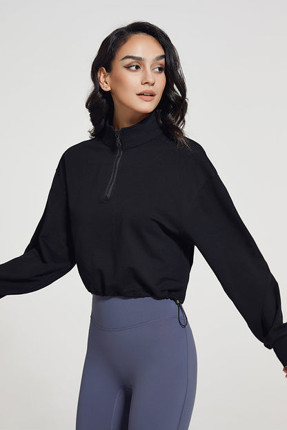 Half-Zip Stand-Up Collar Sweatshirt for Stylish Comfort &amp; Versatility