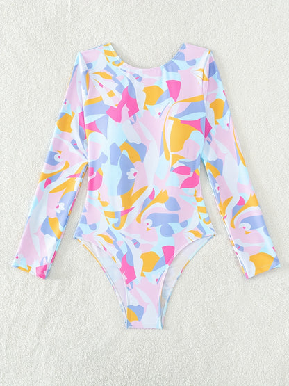 Chic Geometric Print One Piece Swimsuit