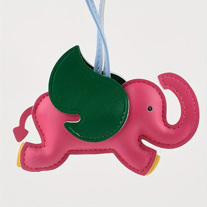 Flying Elephant PU Leather Keychain