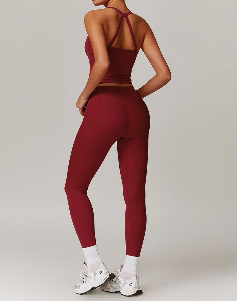 Athletic Wear with Criss Cross Back Tank Top and Legging