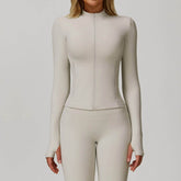 Zip Up Workout Jacket Long Sleeve Athletic Coat with Pockets