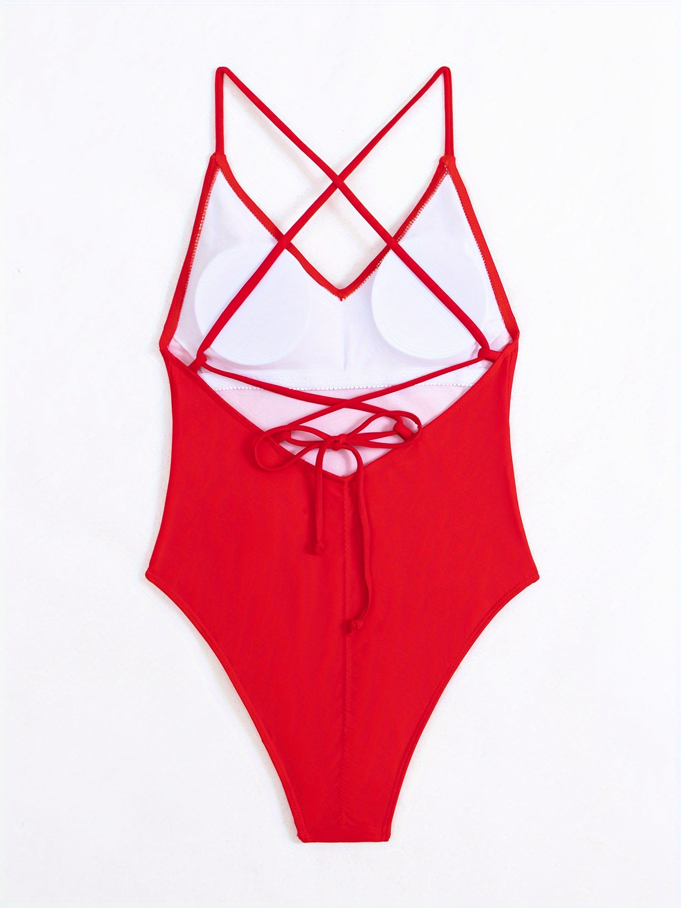 One-piece Backless Criss Cross Tie Swimsuit