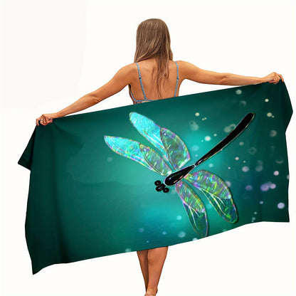 Dragonfly Print Beach Towel