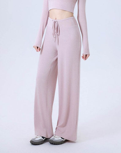 High Waist Wide Leg Pants Lounge Sweatpants with Drawstring