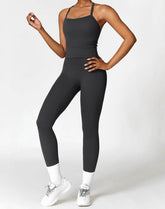 Athletic Wear with Criss Cross Back Tank Top and Legging
