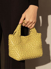 Pu Leather Weave Small Tote Bag