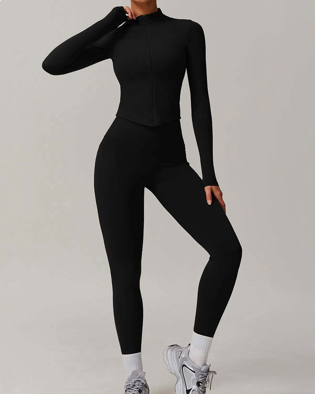 Solid Yoga Set With Sports Jacket and Legging | Comfort Meets Style