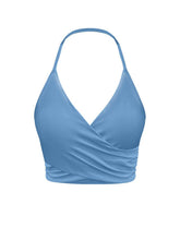 Halter Sports Tank Crop Tops with Removable Bra Pad