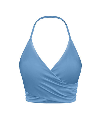 Halter Sports Tank Crop Tops with Removable Bra Pad