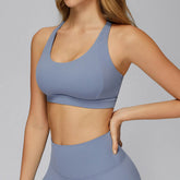 Cross Back Strappy Athletic Bras with Removable Pads
