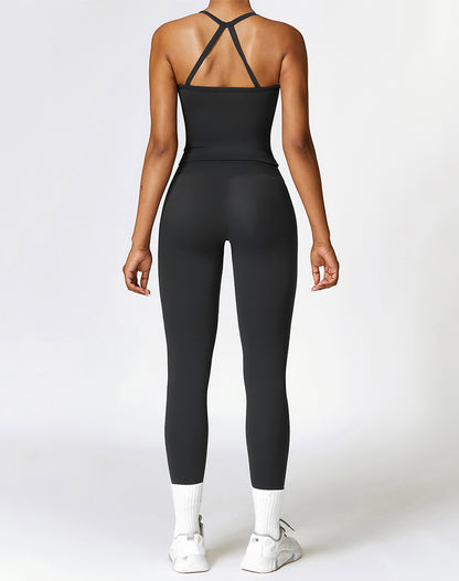 Athletic Wear with Criss Cross Back Tank Top and Legging