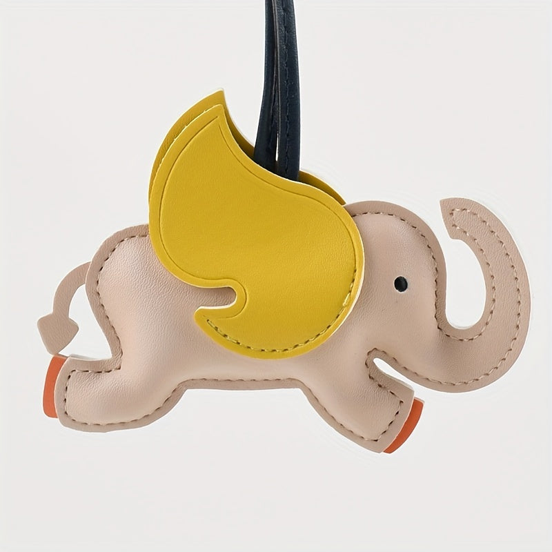 Flying Elephant PU Leather Keychain